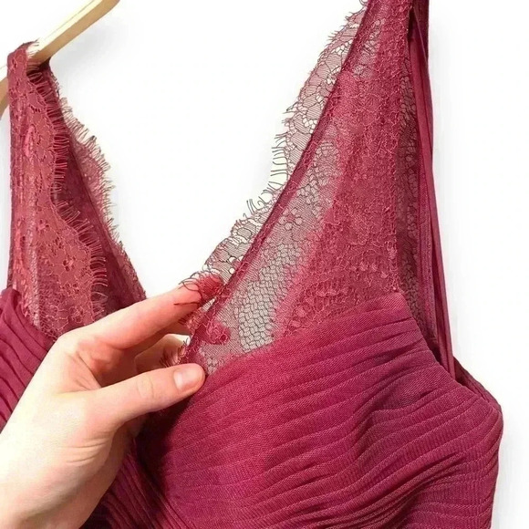 BHLDN Anthropologie Hitherto Fleur Formal Tulle Wine Red Event Gown Dress Size 8 - Picture 7 of 8